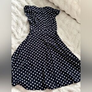 Source Unknown Navy Blue Polka Dot Asymmetrical Women’s Dress